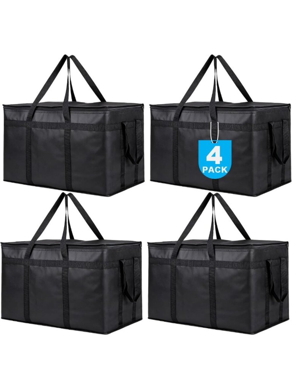 Insulated Food Delivery Bags - 4-Pack XXXL Size for Hot & Cold Meals